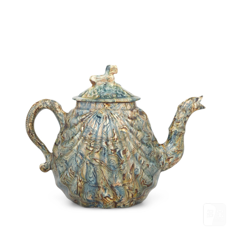 A Staffordshire solid agate teapot and cover, circa 1750 - 图6